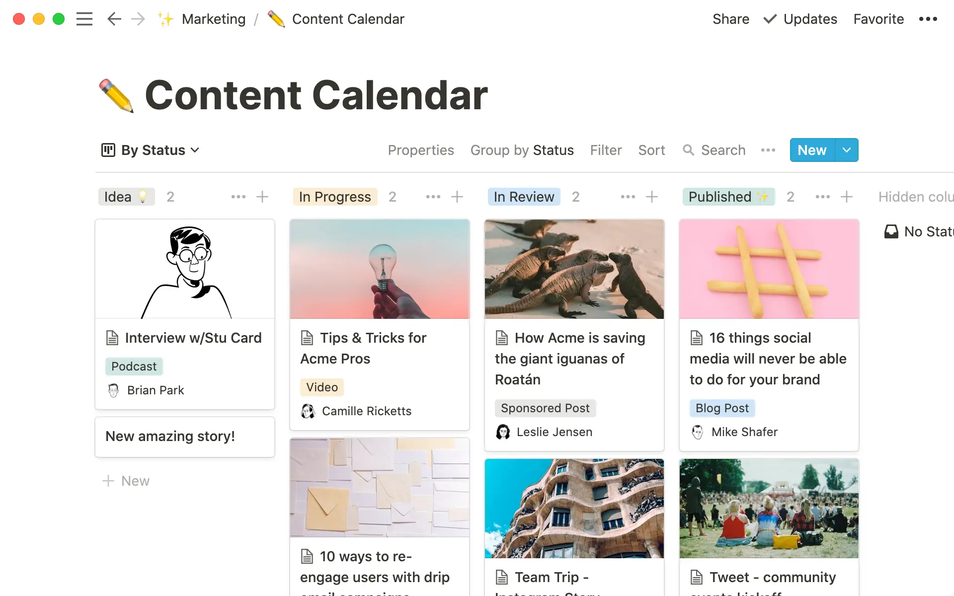 Move projects along using a board view.
