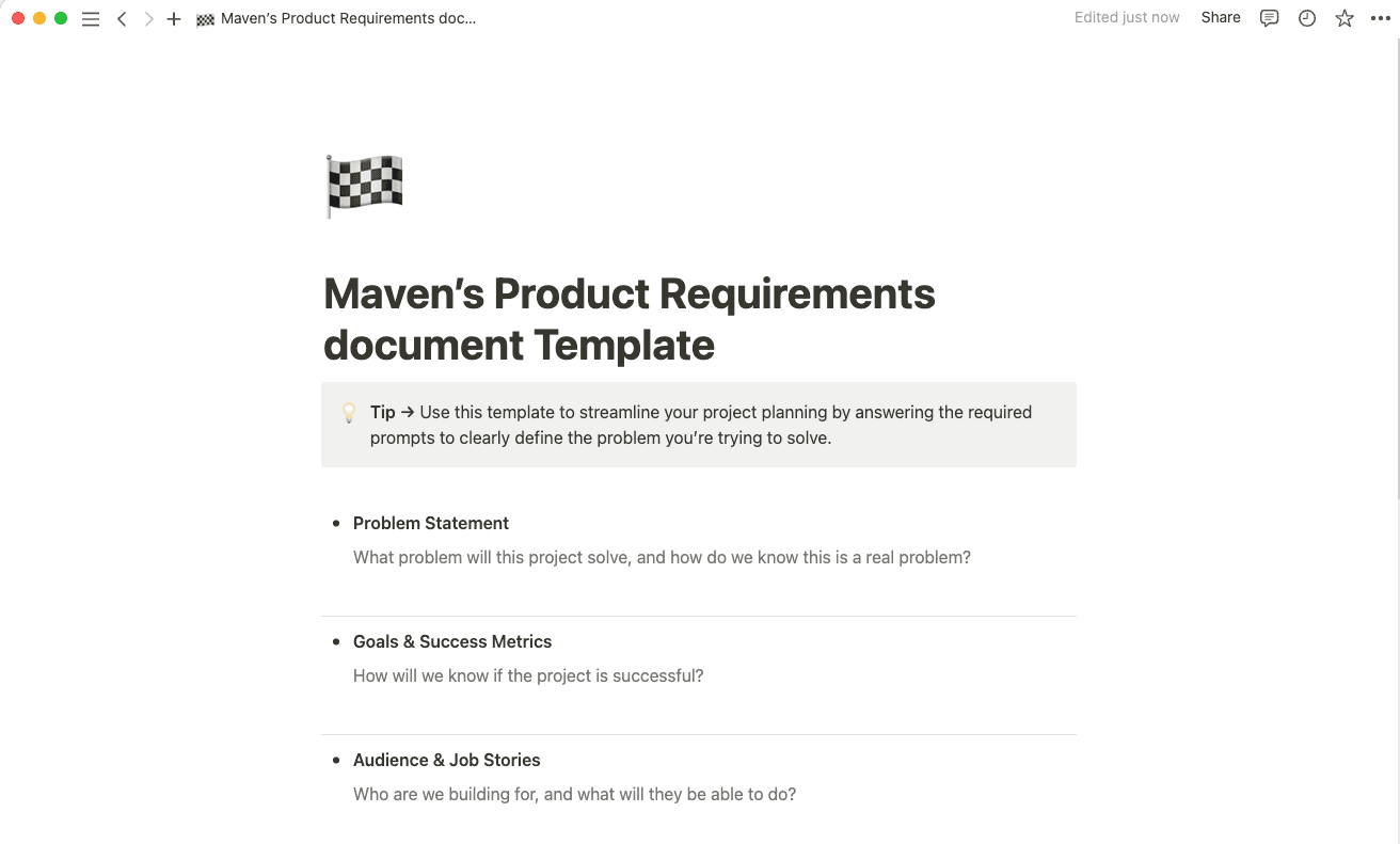 Maven PRD template