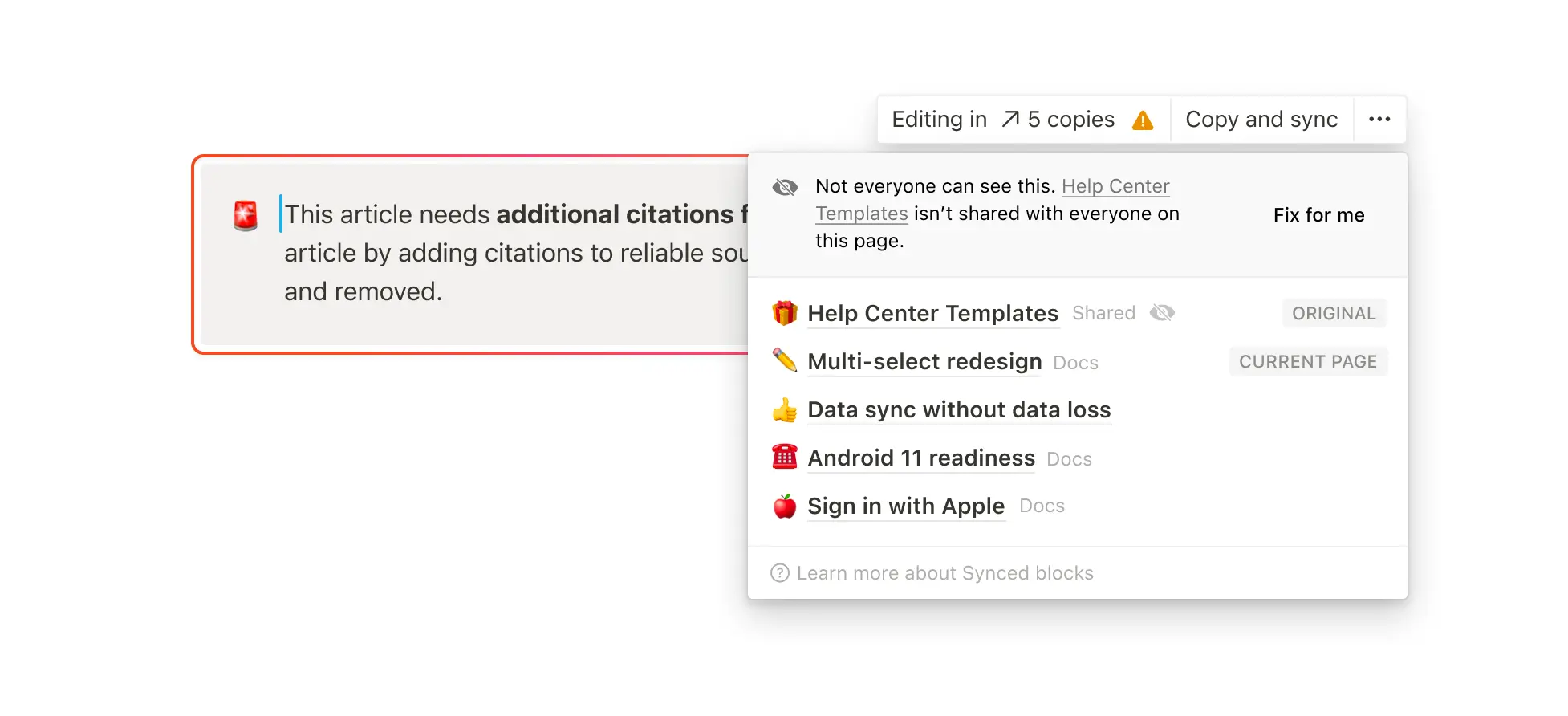 A mockup of the permission aid menu.