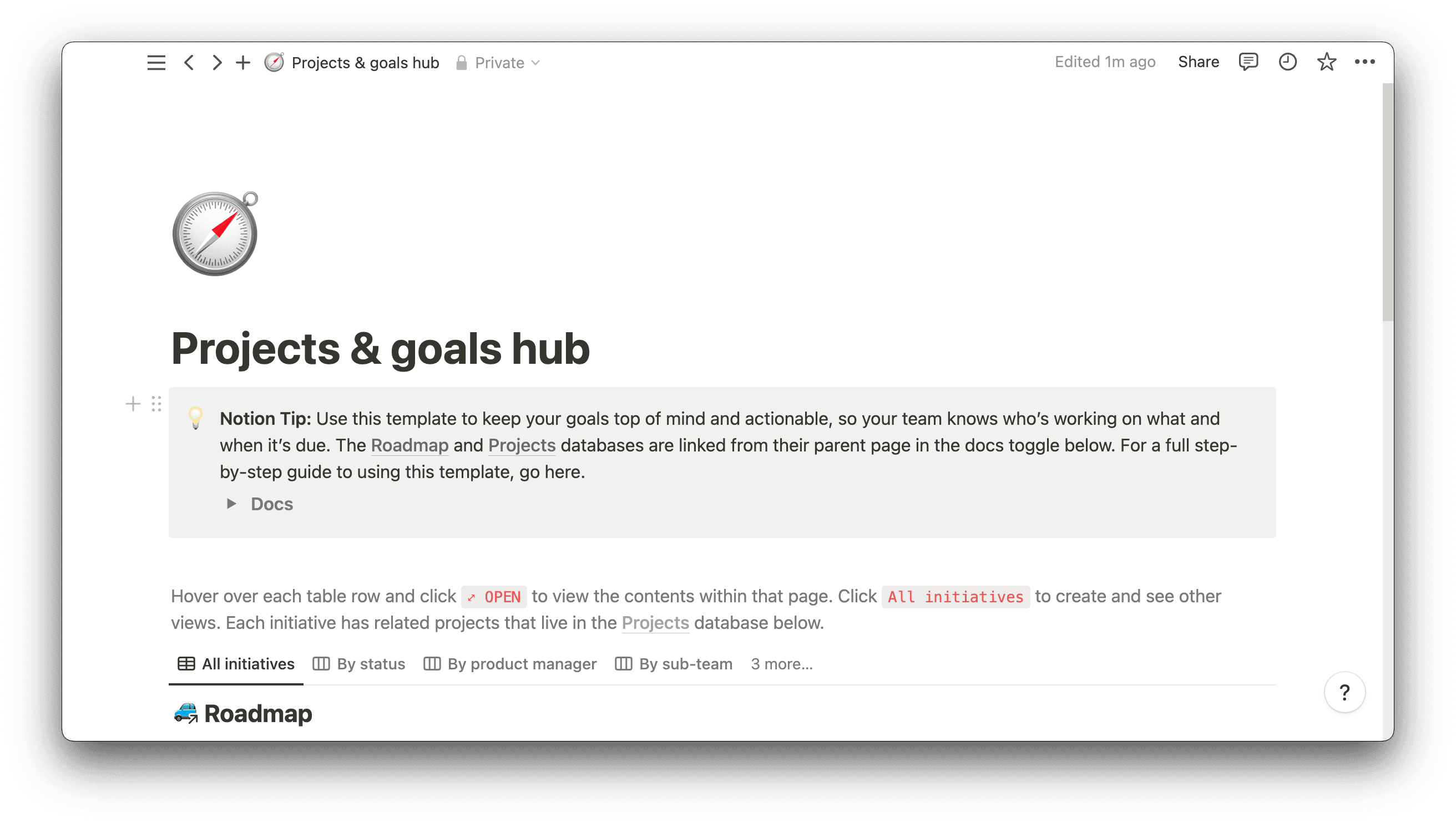 project and goals template