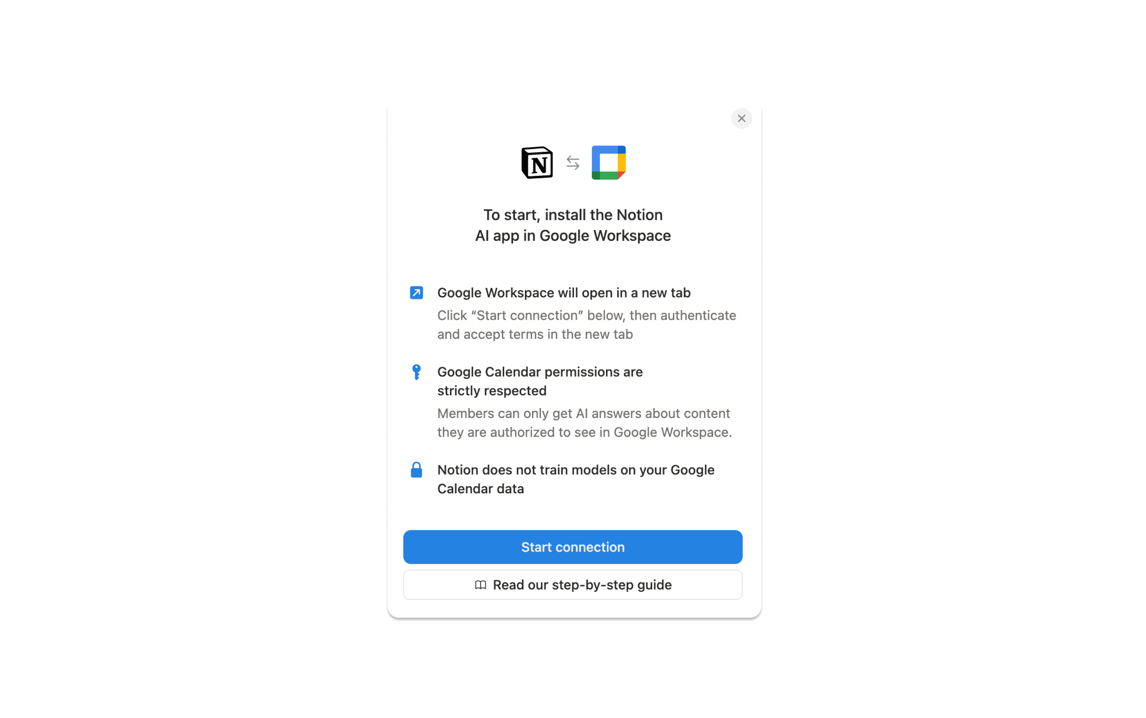 hc: google calendar ai connector start setup