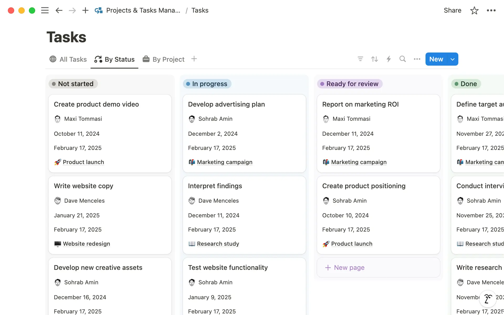 Set up your internal task tracker using a Kanban board to organize tasks by status.