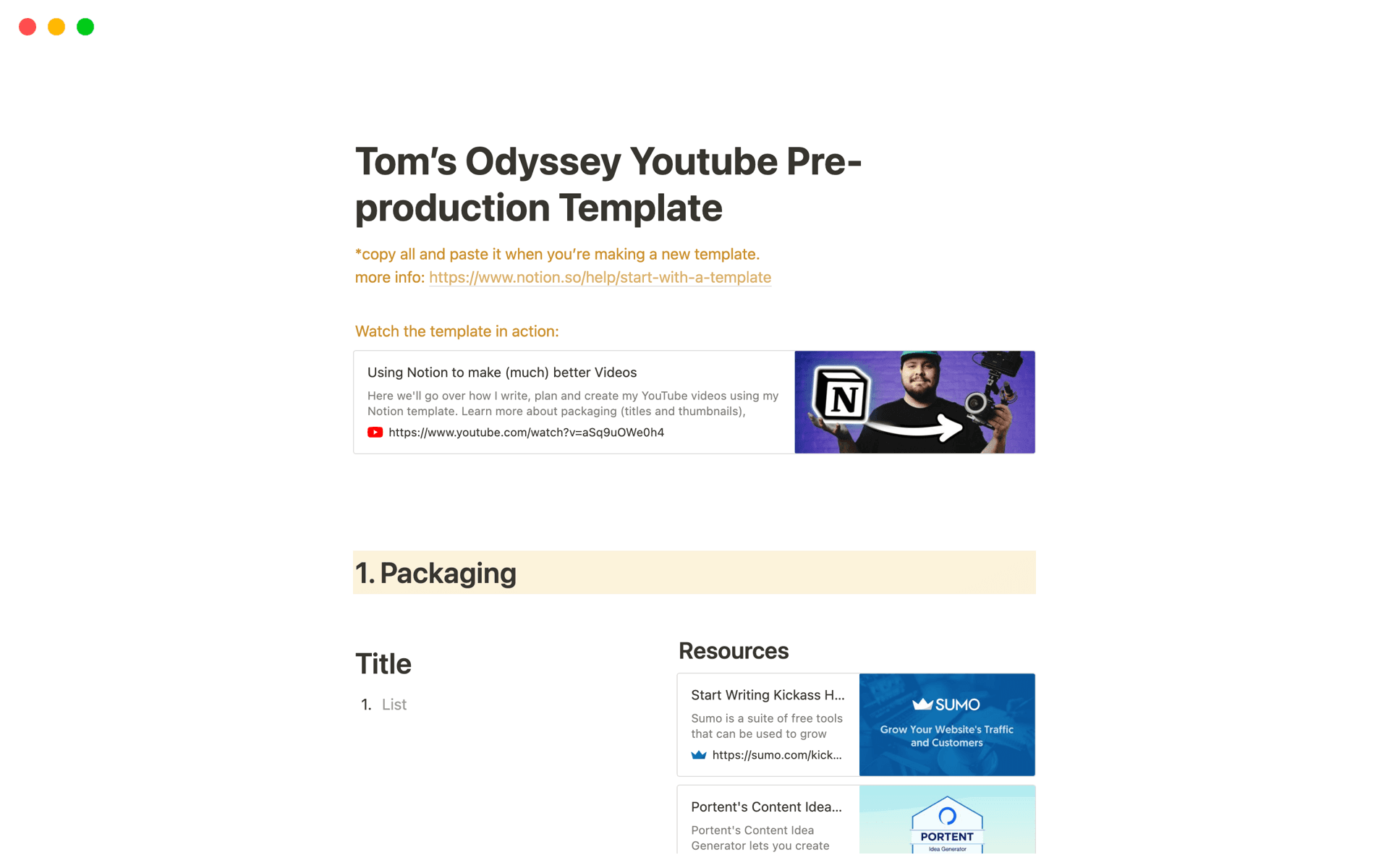youtube video production workflow template