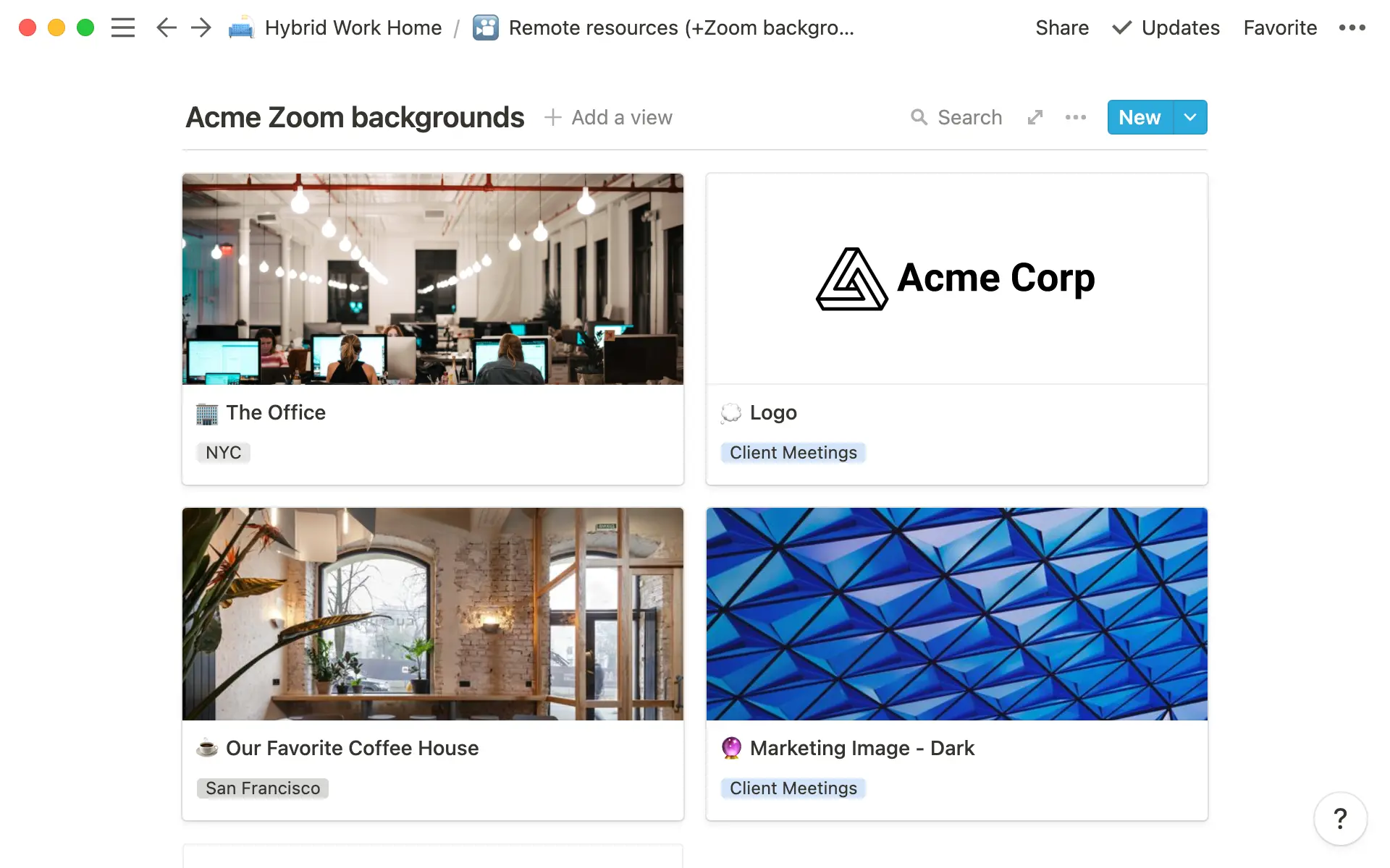 Add a gallery to display, label, and organize zoom backgrounds to promote unity!