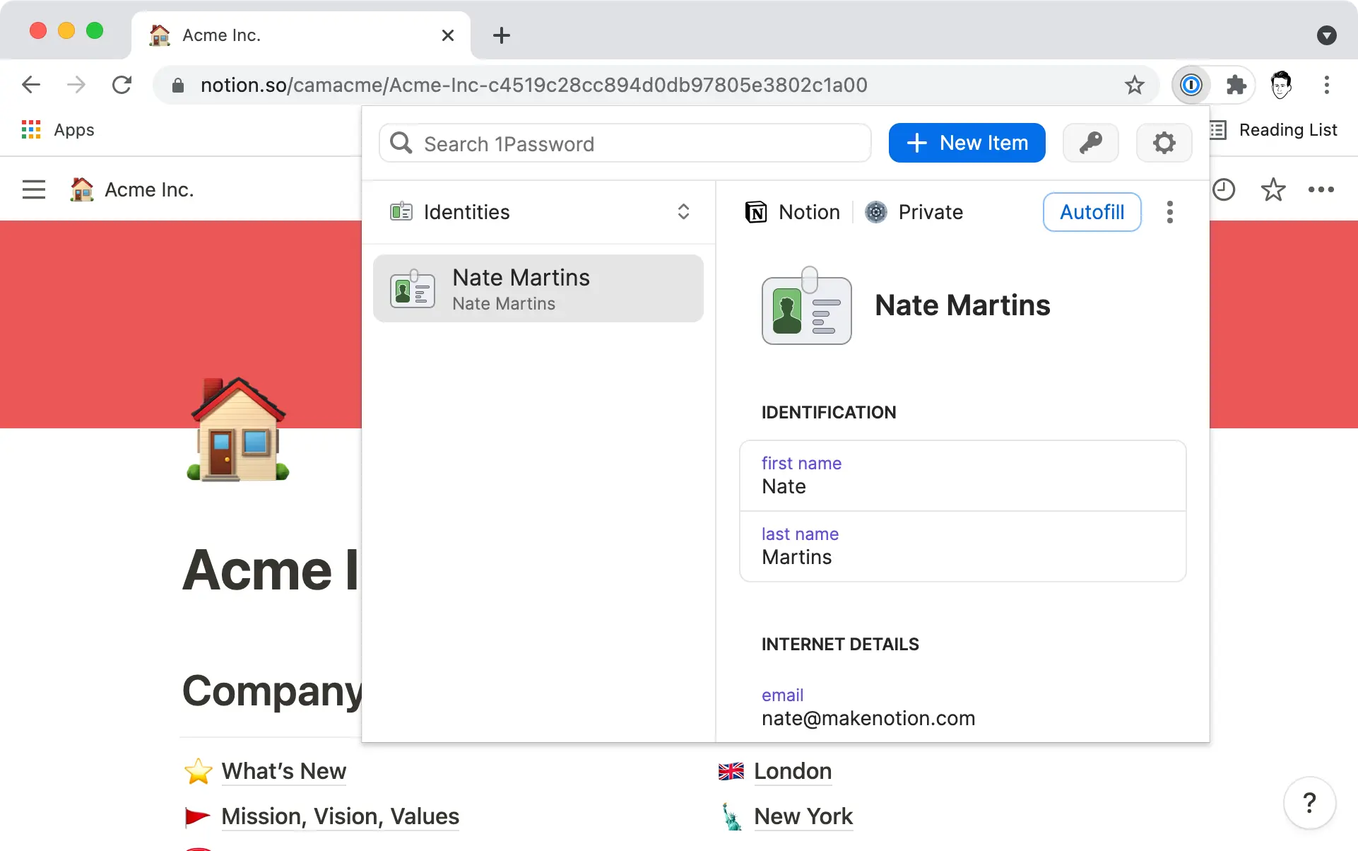 A Chrome browser with 1password enabled.