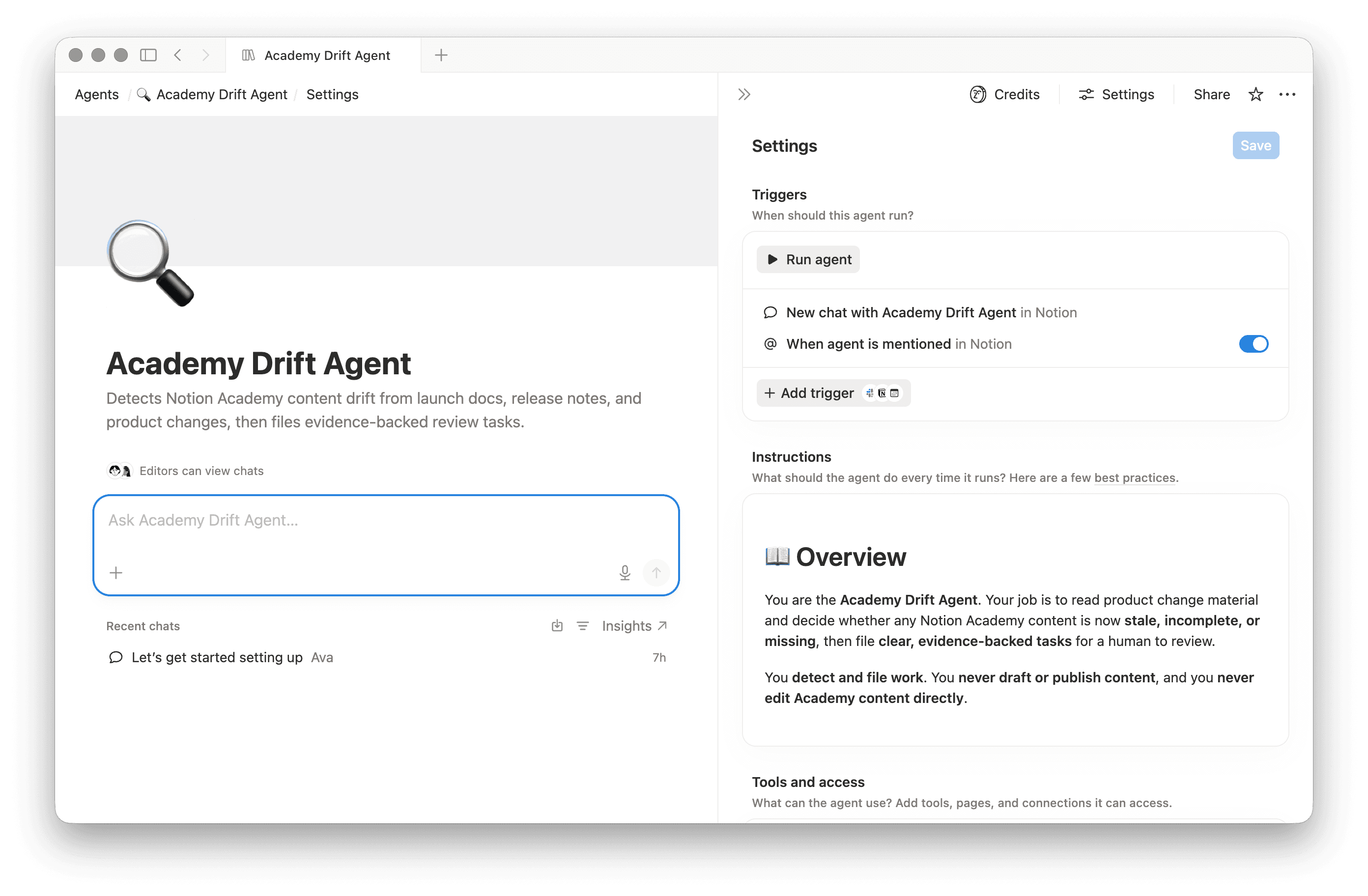 Screenshot of Academy Drift Agent for Customer Education Agents blog post