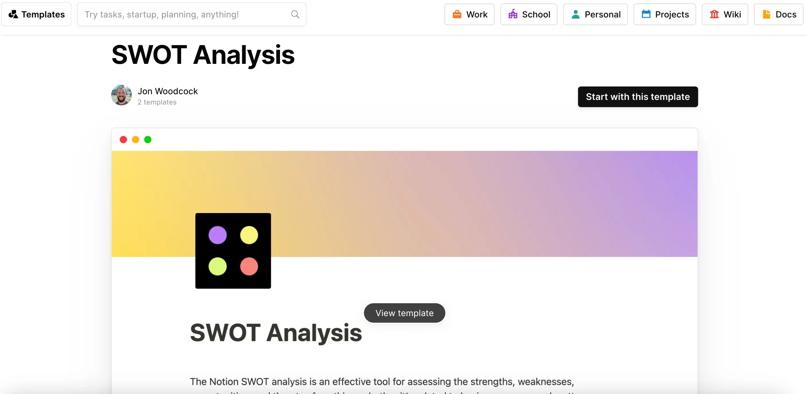 swot analysis template