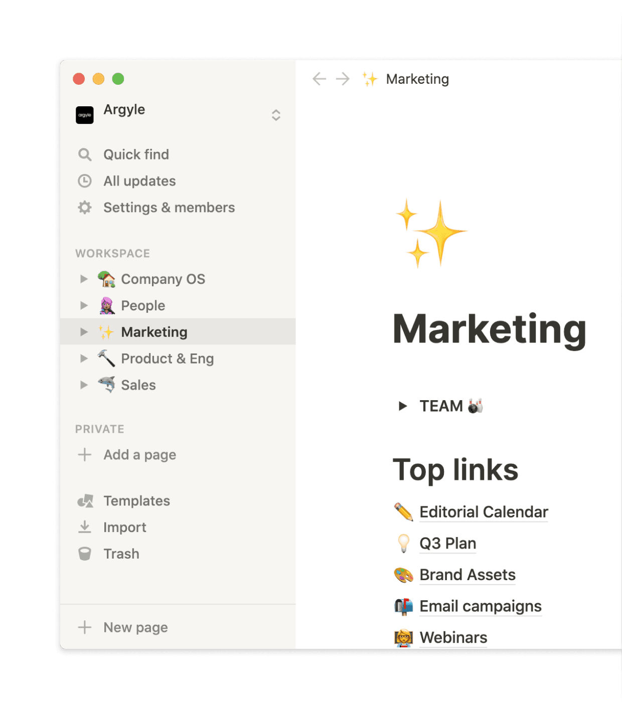 Unite teams across the company in one single workspace.