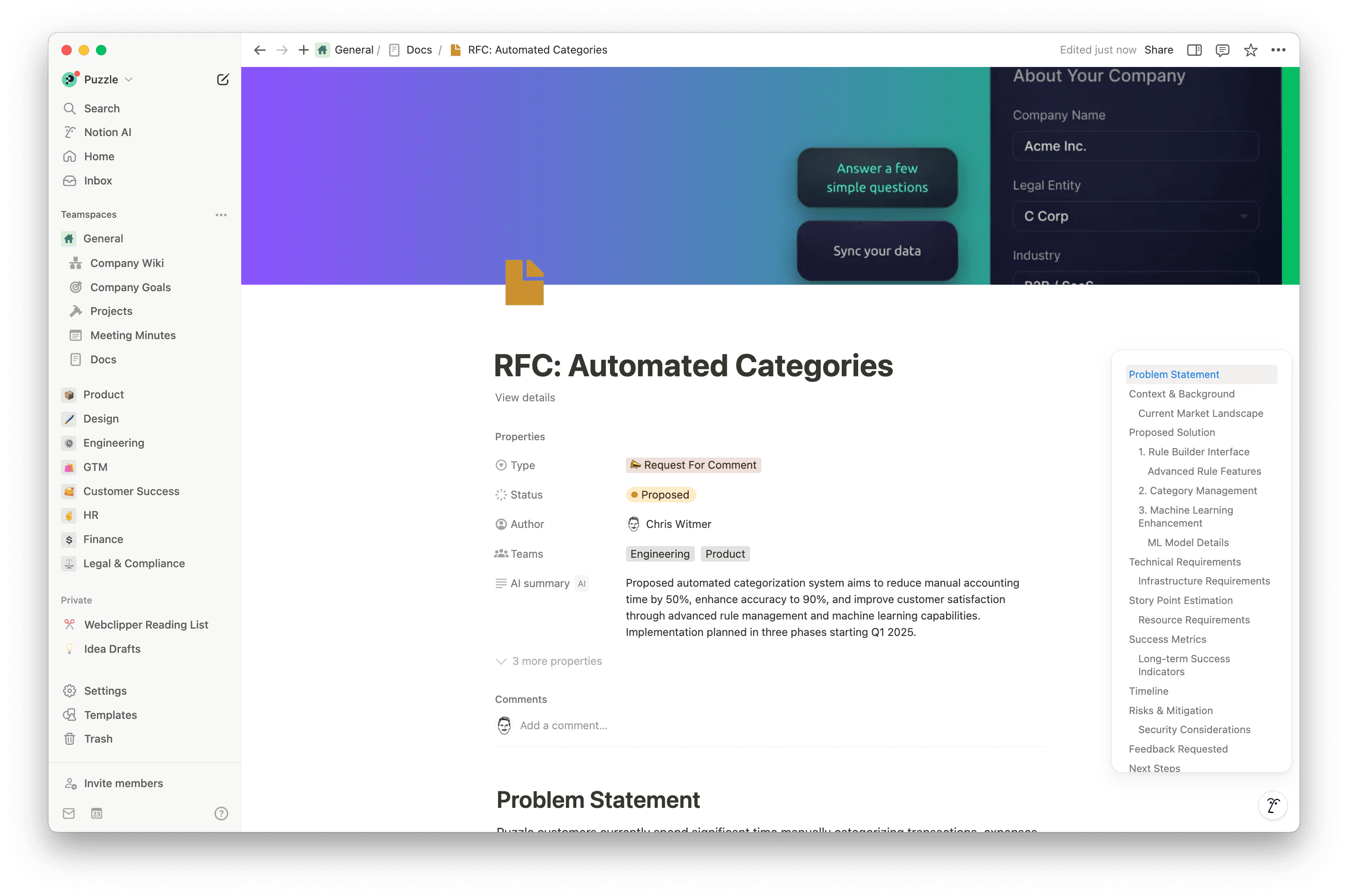 Request for Comment (RFC)-Dokumente in Notion bieten eine klare Struktur, Zusammenarbeit in Echtzeit und eine nahtlose Verknüpfung mit Dokumenten und Entscheidungen, um Feedback zu organisieren und die Umsetzung zu beschleunigen.