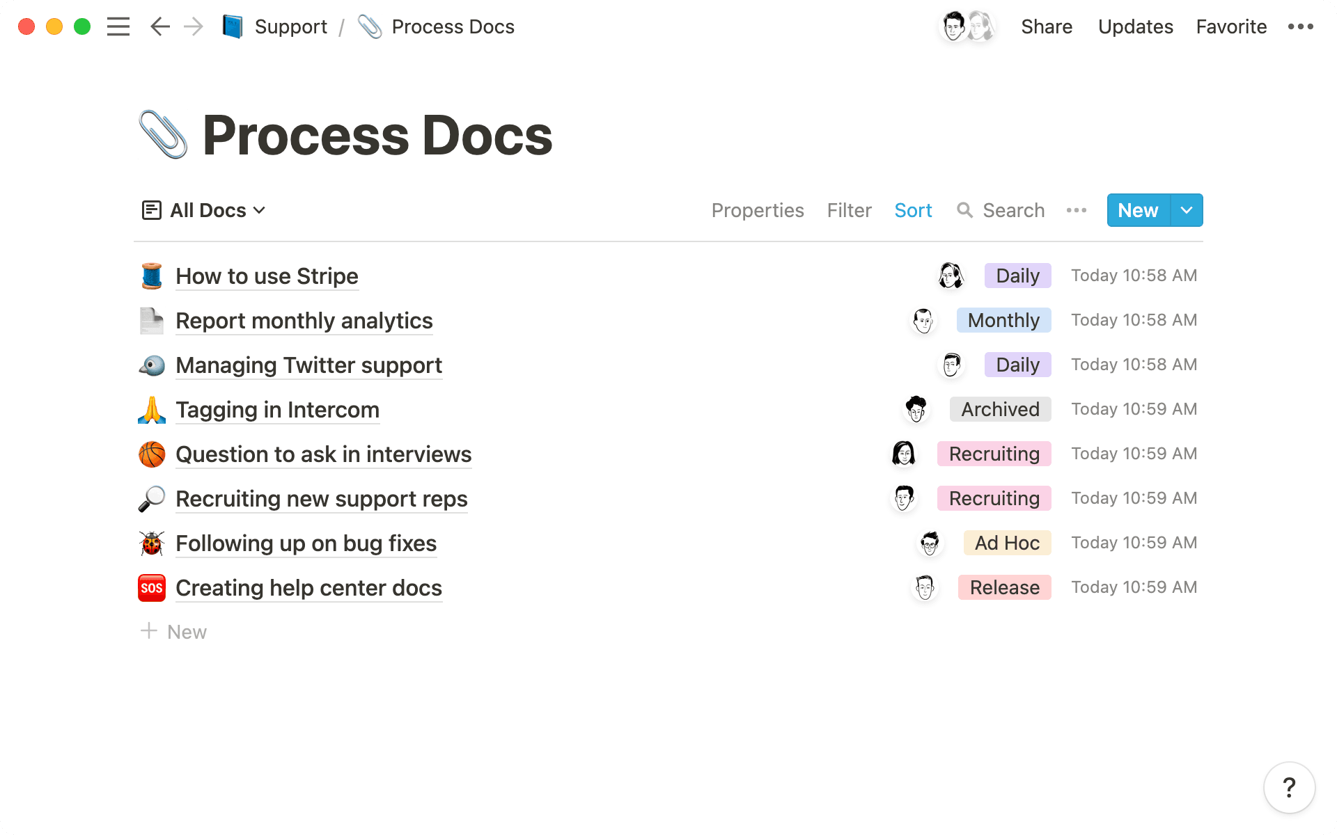 In Notion, you can use colored labels, statuses, and more to organize your information in the way that makes the most sense for your team.