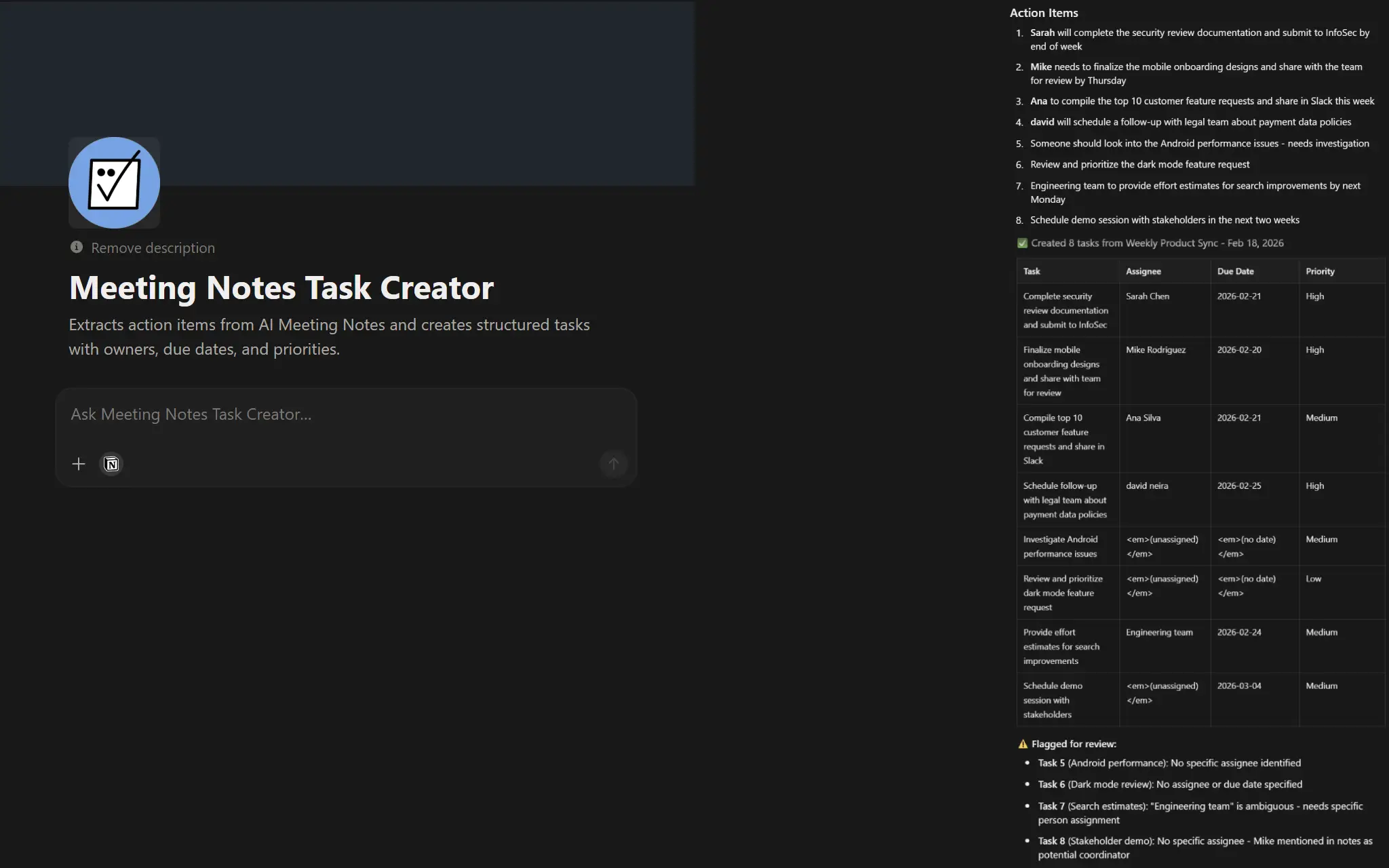 Meeting Notes Task Creator