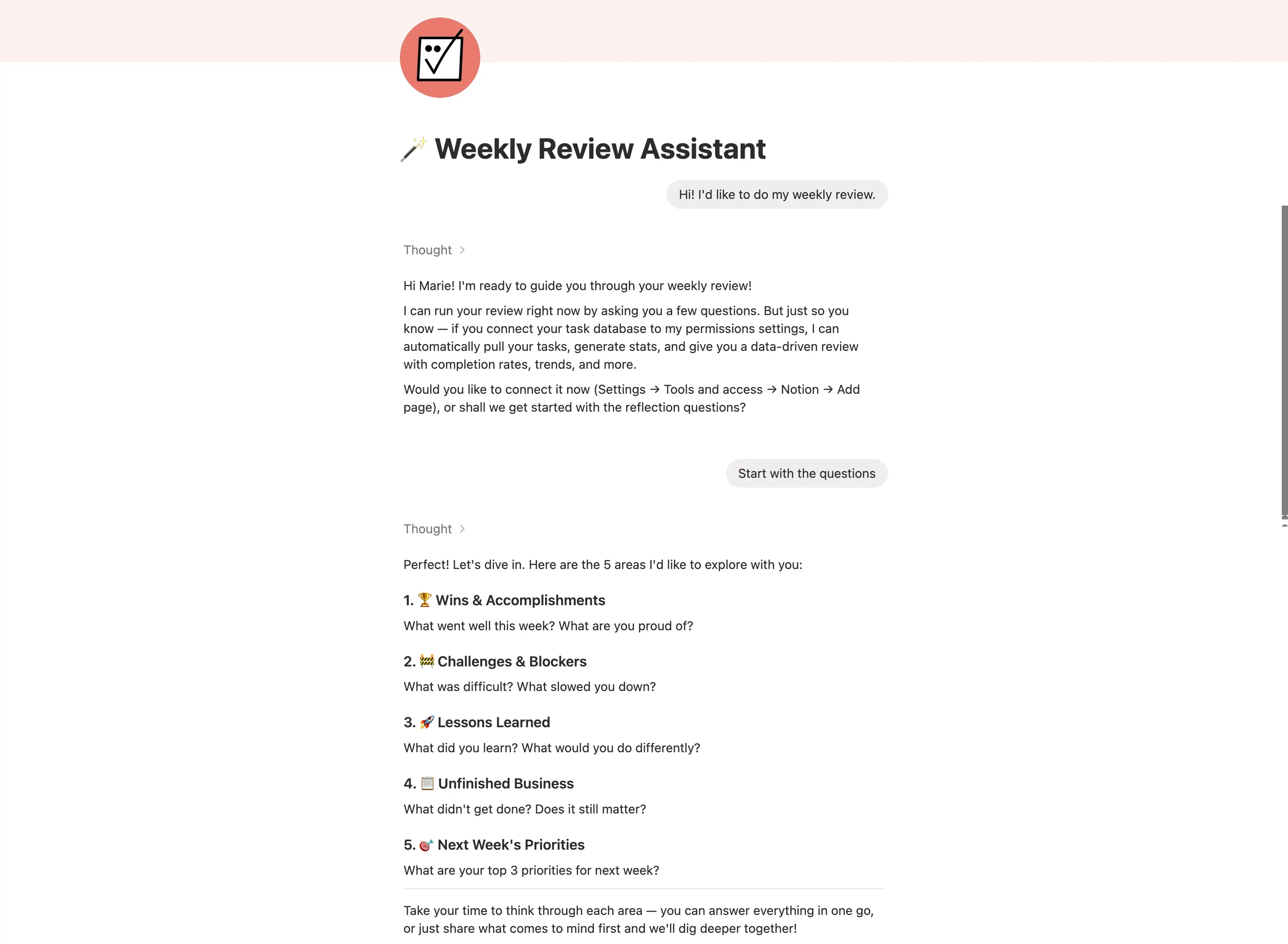 🪄 Weekly Review Assistant